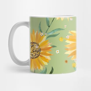 Summer Sunflowers Green Mug